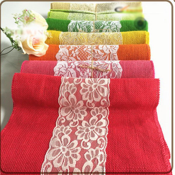 Christmas Burlap Tapestry Table Runner