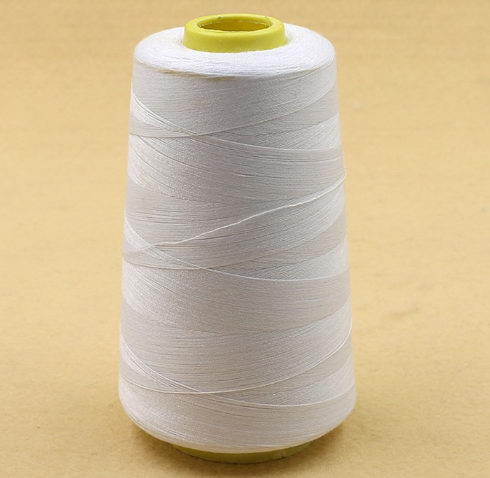 Plain sewing thread on spool, polyester, thickness 0.2 mm, white, 360  meters, 1pc