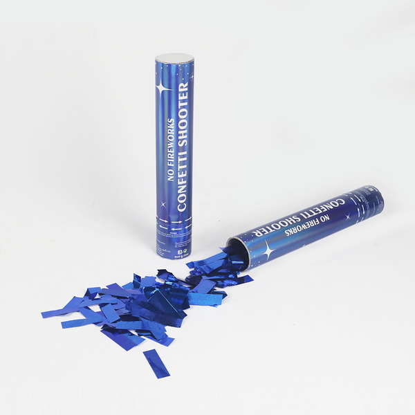 confetti shooter with blue rectangles