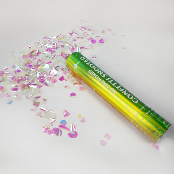 confetti shooter with Transparent iridescent circles