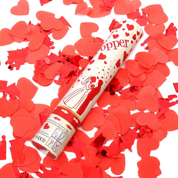 red heart couple shaped confetti wedding popper