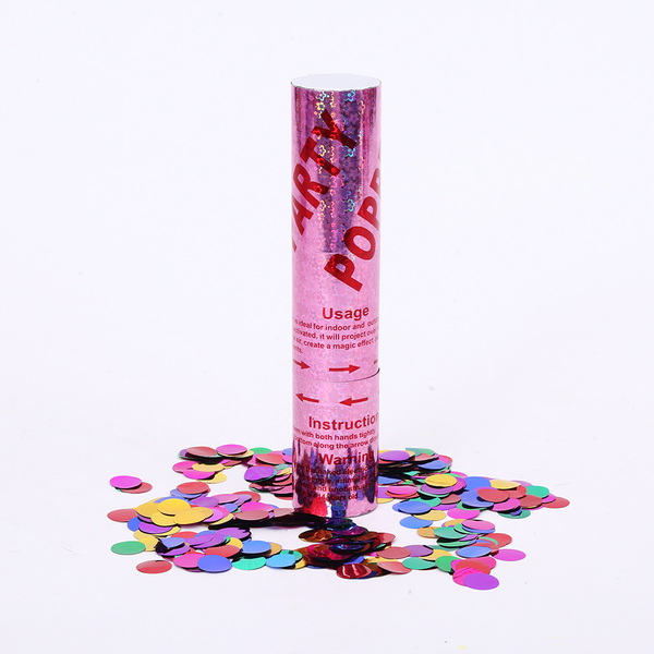 hand-held metallic circle confetti cannon